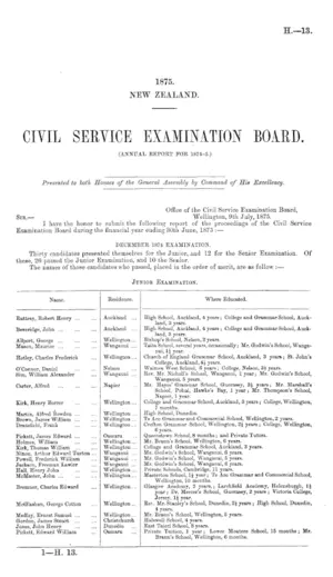 CIVIL SERVICE EXAMINATION BOARD (ANNUAL REPORT FOR 1874-5.)