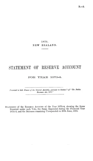STATEMENT OF RESERVE ACCOUNT
