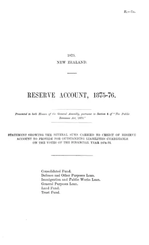 RESERVE ACCOUNT, 1875-76.