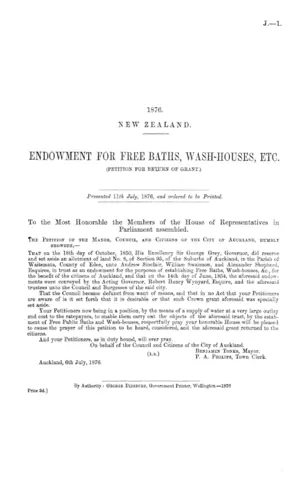 ENDOWMENT FOR FREE BATHS, WASH-HOUSES, ETC. (PETITION FOR RETURN OF GRANT.)