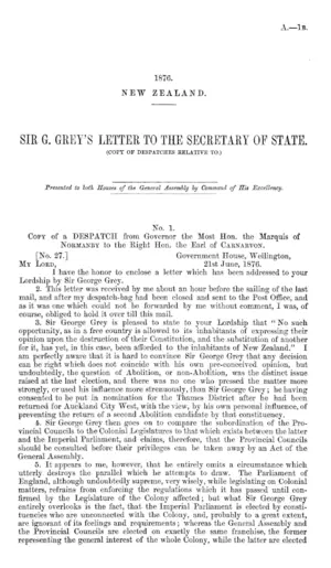 SIR G. GREY'S LETTER TO THE SECRETARY OF STATE. (COPY OF DESPATCHES RELATIVE TO.)