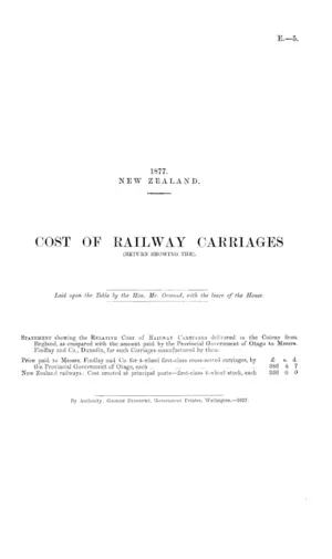 COST OF RAILWAY CARRIAGES (RETURN SHOWING THE).