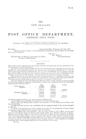 POST OFFICE DEPARTMENT. (EIGHTEENTH ANNUAL REPORT.)