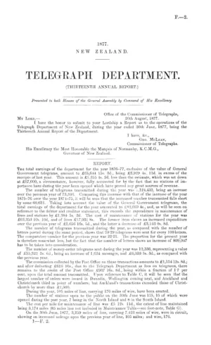 TELEGRAPH DEPARTMENT. (THIRTEENTH ANNUAL REPORT.)