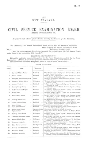CIVIL SERVICE EXAMINATION BOARD (REPORT OF PROCEEDINGS OF).