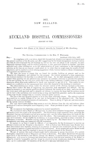 AUCKLAND HOSPITAL COMMISSIONERS (REPORT OF THE).