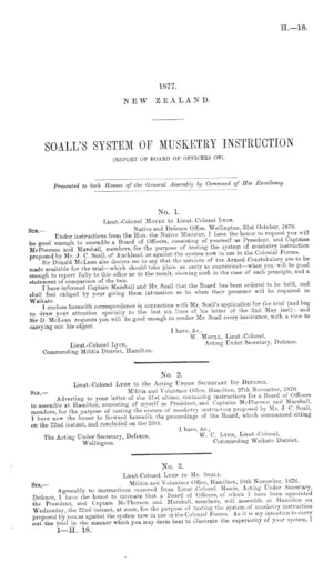 SOALL'S SYSTEM OF MUSKETRY INSTRUCTION (REPORT OF BOARD OF OFFICERS ON).