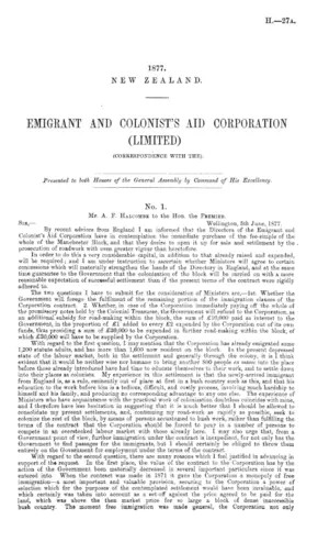 EMIGRANT AND COLONIST'S AID CORPORATION (LIMITED) (CORRESPONDENCE WITH THE).