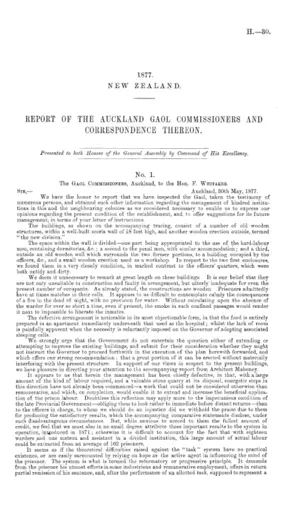 REPORT OF THE AUCKLAND GAOL COMMISSIONERS AND CORRESPONDENCE THEREON.