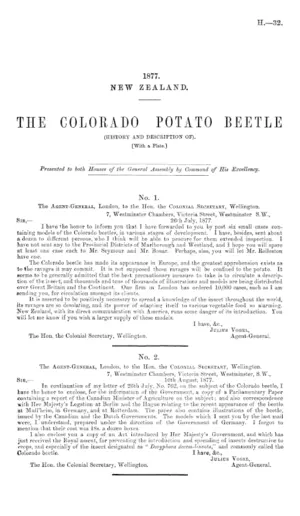 THE COLORADO POTATO BEETLE (HISTORY AND DESCRIPTION OF). [With a Plate.]
