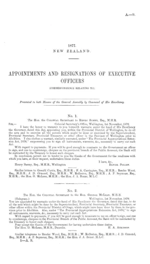 APPOINTMENTS AND RESIGNATIONS OF EXECUTIVE OFFICERS (CORRESPONDENCE RELATING TO).