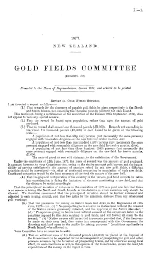 GOLD FIELDS COMMITTEE (REPORTS OF).
