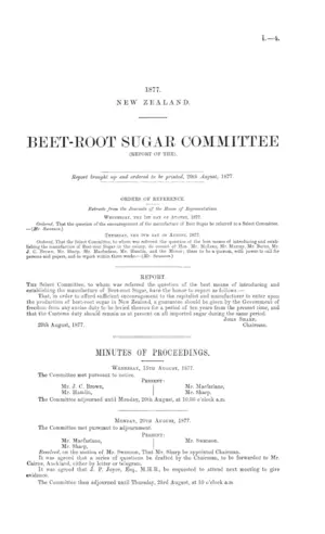 BEET-ROOT SUGAR COMMITTEE (REPORT OF THE).