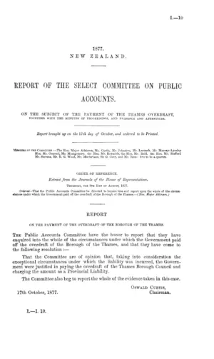 REPORT OF THE SELECT COMMITTEE ON PUBLIC ACCOUNTS. ON THE SUBJECT OF THE PAYMENT OF THE THAMES OVERDRAFT, TOGETHER WITH THE MINUTES OF PROCEEDINGS, AND EVIDENCE AND APPENDICES.