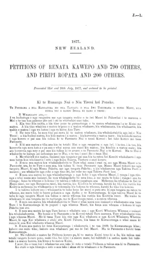PETITIONS OF RENATA KAWEPO AND 790 OTHERS, AND PIRIPI ROPATA AND 200 OTHERS.