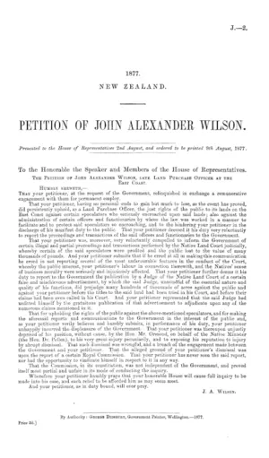 PETITION OF JOHN ALEXANDER WILSON.