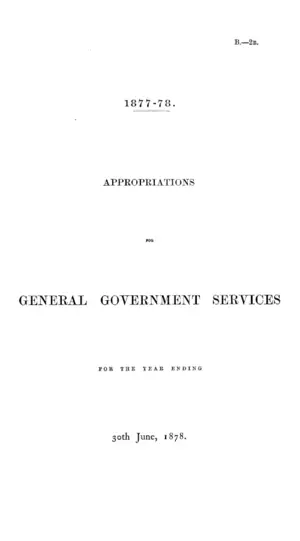 APPROPRIATIONS FOR GENERAL GOVERNMENT SERVICES FOR THE YEAR ENDING