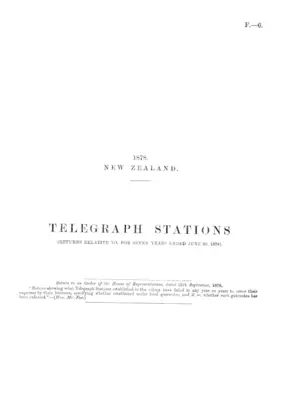TELEGRAPH STATIONS (RETURNS RELATIVE TO, FOR SEVEN YEARS ENDED JUNE 30, 1878).