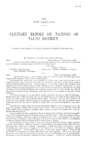 SANITARY REPORT ON NATIVES OF TAUPO DISTRICT.