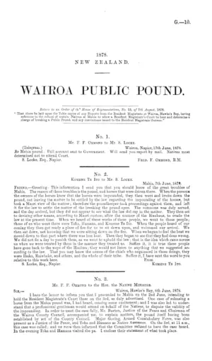 WAIROA PUBLIC POUND.