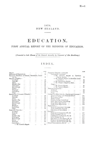 EDUCATION. FIRST ANNUAL REPORT OF THE MINISTER OF EDUCATION.