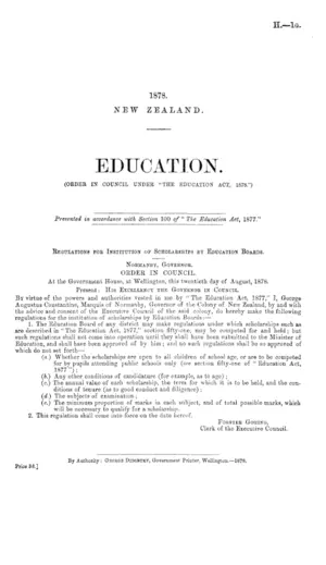 EDUCATION. (ORDER IN COUNCIL UNDER "THE EDUCATION ACT, 1878.")