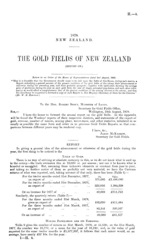 THE GOLD FIELDS OF NEW ZEALAND (REPORT ON.)
