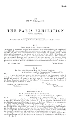 THE PARIS EXHIBITION (PAPERS RELATIVE TO).