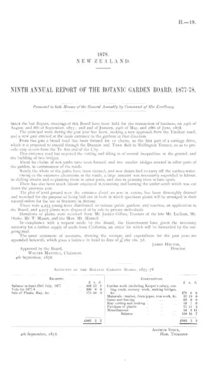 NINTH ANNUAL REPORT OF THE BOTANIC GARDEN BOARD, 1877-78.