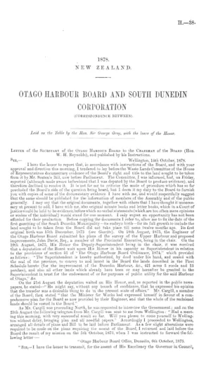OTAGO HARBOUR BOARD AND SOUTH DUNEDIN CORPORATION (CORRESPONDENCE BETWEEN).