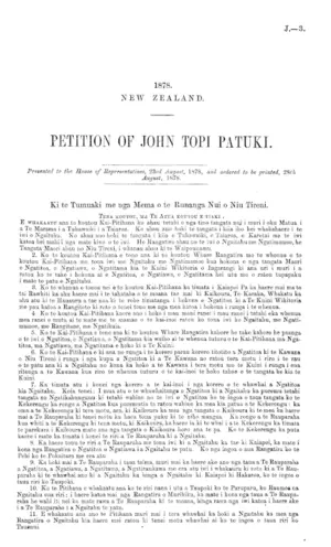 PETITION OF JOHN TOPI PATUKI.