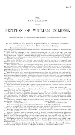 PETITION OF WILLIAM COLENSO.