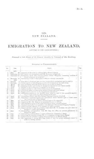 EMIGRATION TO NEW ZEALAND. (LETTERS TO THE AGENT-GENERAL.)