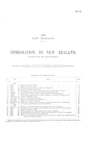IMMIGRATION TO NEW ZEALAND. (LETTERS FROM THE AGENT-GENERAL.)