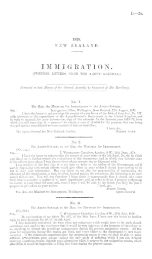 IMMIGRATION. (FURTHER LETTERS FROM THE AGENT – GENERAL.)
