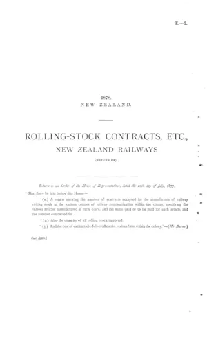 ROLLING-STOCK CONTRACTS, ETC., NEW ZEALAND RAILWAYS (RETURN OF).