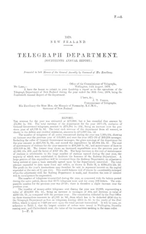 TELEGRAPH DEPARTMENT. (FOURTEENTH ANNUAL REPORT.)