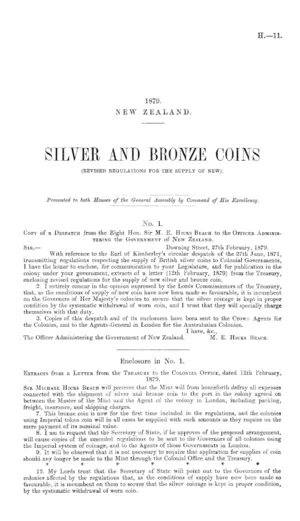 SILVER AND BRONZE COINS (REVISED REGULATIONS FOR THE SUPPLY OF NEW).