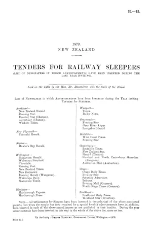 TENDERS FOR RAILWAY SLEEPERS (LIST OF NEWSPAPERS IN WHICH ADVERTISEMENTS HAVE BEEN INSERTED DURING THE LAST YEAR INVITING).