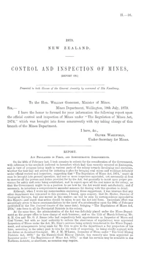 CONTROL AND INSPECTION OF MINES, (REPORT ON.)