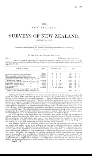 SURVEYS OF NEW ZEALAND. (REPORT FOR, 1878-9.)