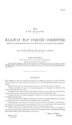 RAILWAY MAP INQUIRY COMMITTEE (REPORT OF, TOGETHER WITH MINUTES OF PROCEEDINGS AND EVIDENCE AND APPENDIX.)