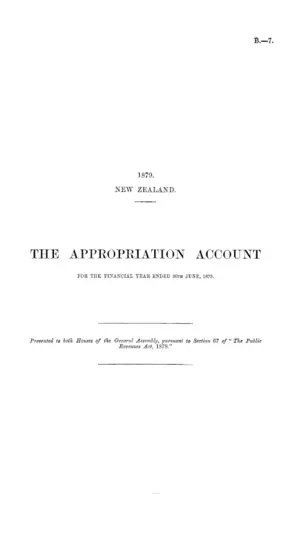 THE APPROPRIATION ACCOUNT FOR THE FINANCIAL YEAR ENDED 30TH JUNE, 1879.
