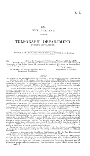 TELEGRAPH DEPARTMENT. (FIFTEENTH ANNUAL REPORT.)