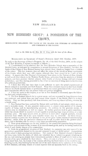 NEW HEBRIDES GROUP: A POSSESSION OF THE CROWN.