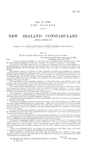 NEW ZEALAND CONSTABULARY (ANNUAL REPORTS ON).