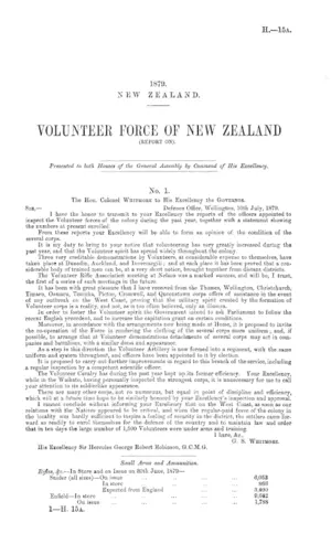 VOLUNTEER FORCE OF NEW ZEALAND (REPORT ON).