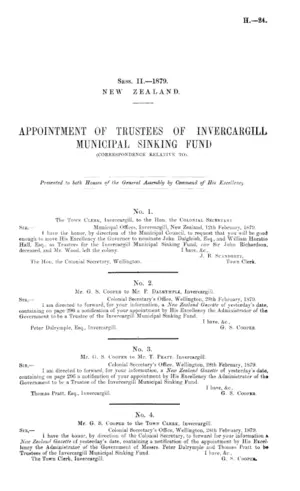 APPOINTMENT OF TRUSTEES OF INVERCARGILL MUNICIPAL SINKING FUND (CORRESPONDENCE RELATIVE TO).
