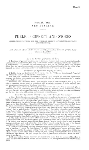 PUBLIC PROPERTY AND STORES (REGULATIONS PROVIDING FOR THE PURCHASE, RECEIPT, SAFE CUSTODY, ISSUE AND ACCOUNTING FOR).