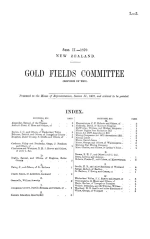 GOLD FIELDS COMMITTEE (REPORTS OF THE).